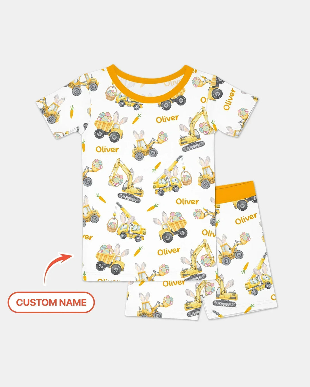 Eggs-cavator Construction Bamboo Two Piece Short Sleeve Shorts Pajama Set