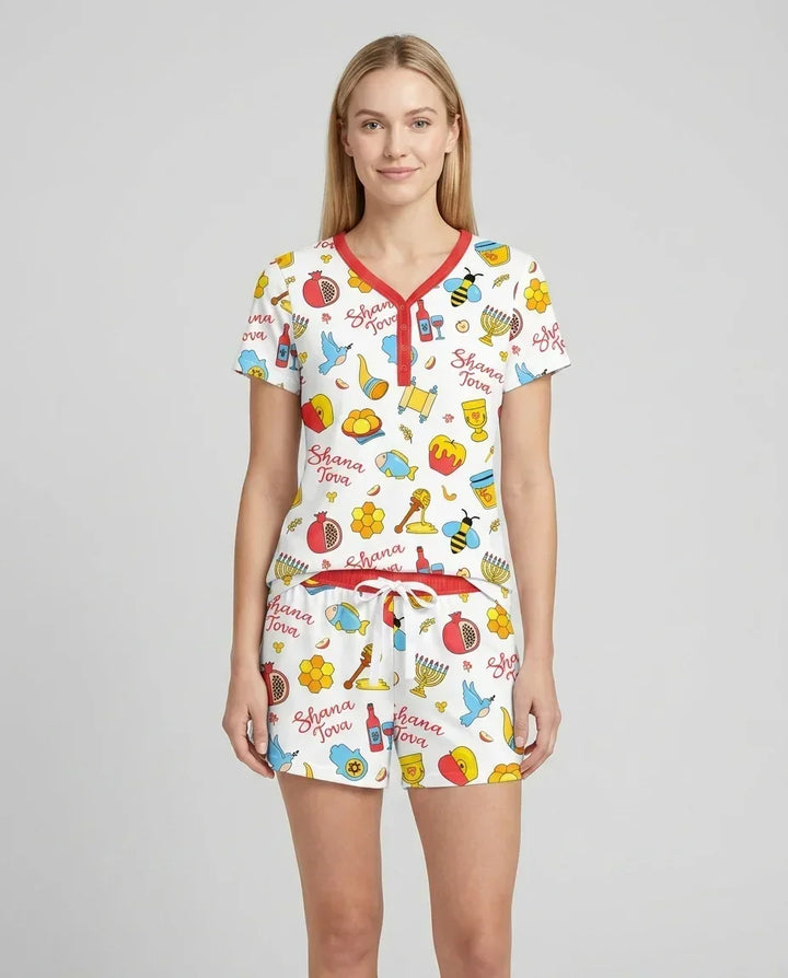 Shanah Tovah U'Metukah Bamboo Women Short Sleeve Short Pajama Set