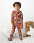 70s Halloween Floral Bamboo Two Piece Long Sleeve Pajama Set