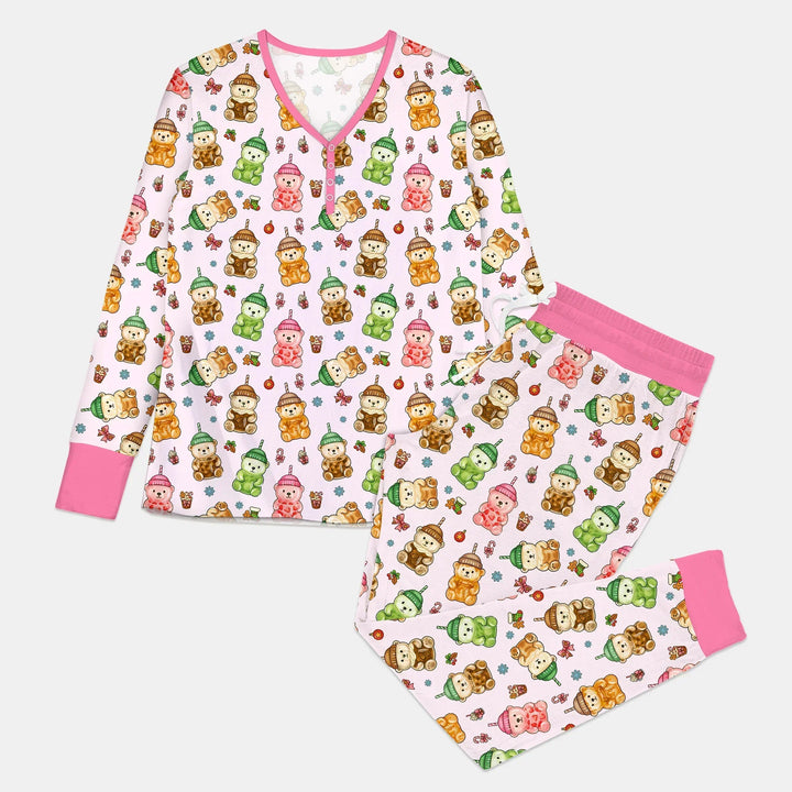 Holiday Bear Cup Custom Bamboo Women Pajama Set