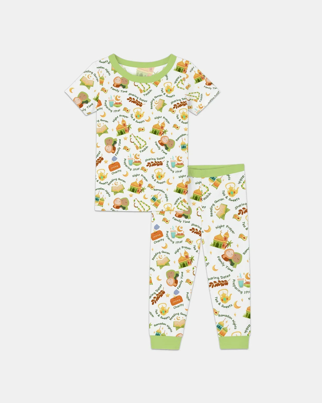 Ramadan Mubarak Matching Family Bamboo Two Piece Short Sleeve Pajama Set