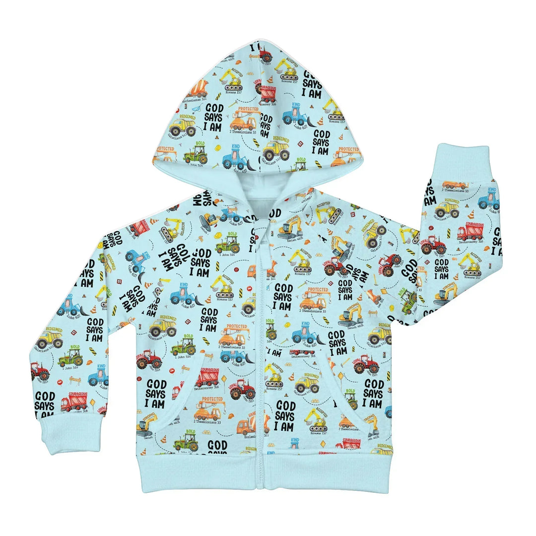 God Says I Am Boy Bamboo Zip Hoodie