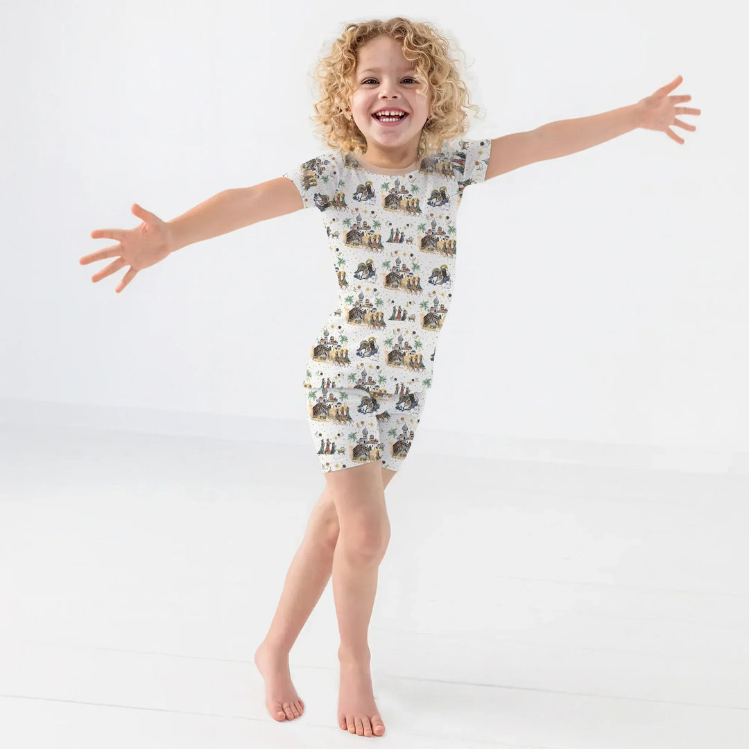 Nativity Christmas Family Matching Family Bamboo Two Piece Short Sleeve Shorts Pajama Set