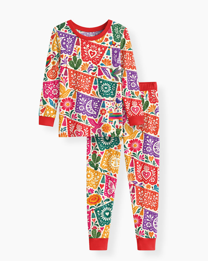 Mexican Fiesta Papel Picado Hispanic Bamboo Two Piece Long Sleeve Pajama Set