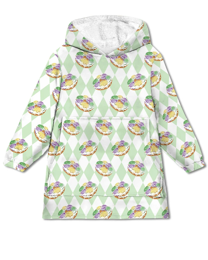 Mardi Gras Donut Wearable Bamboo Blanket Hoodie