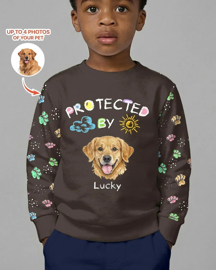Custom Photo Crayon "Protected By" Bamboo Crewneck Sweatshirt