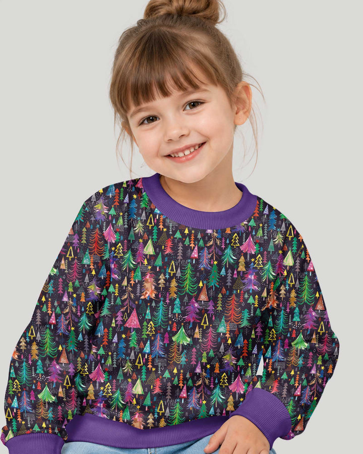 Christmas Holiday Colorful Trees Bamboo Crewneck Sweatshirt