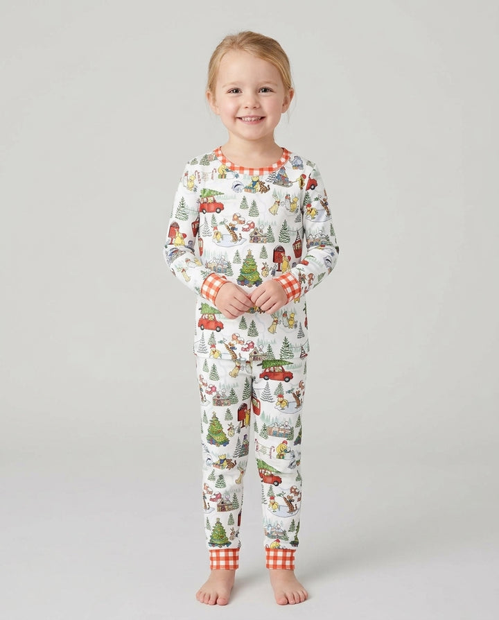 Holiday Village Friends Bamboo Two Piece Long Sleeve Pajama Set