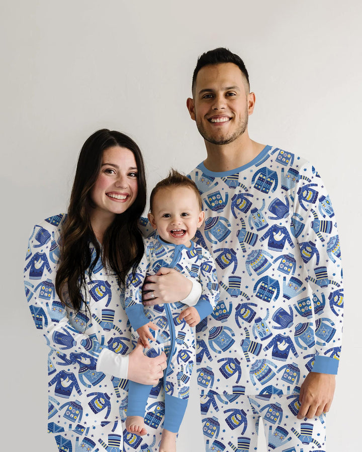 Cute Hanukkah Jumpers Bamboo Two Piece Long Sleeve Pajama Set