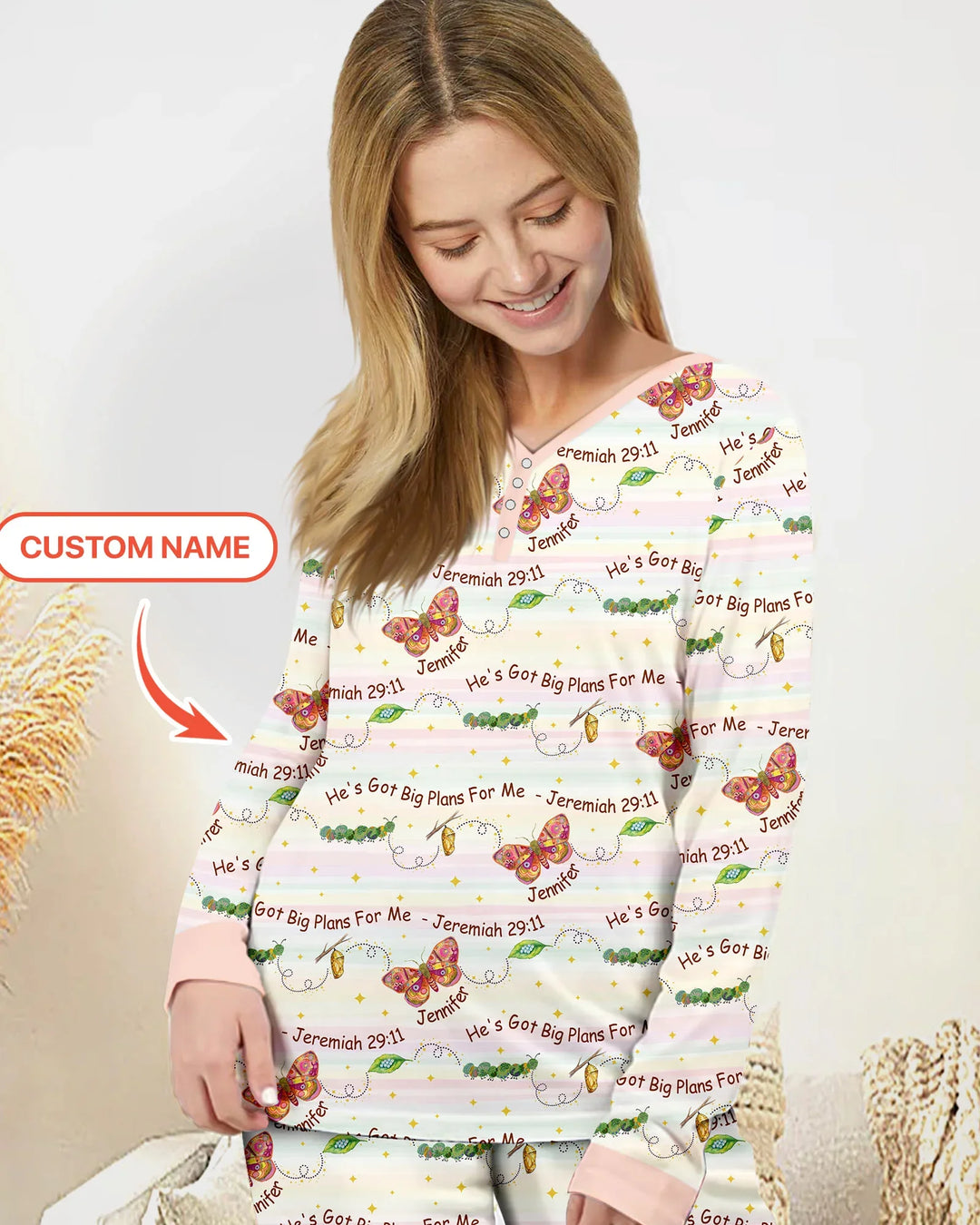 Custom Name He's Got Big Plans For Me Bamboo Women Pajama Set