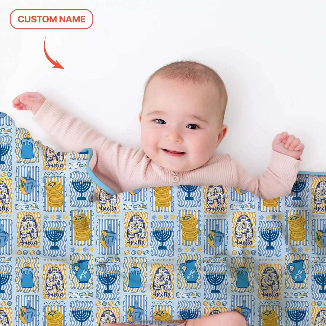 Custom Name Hanukkah Wonderland Bamboo Blanket