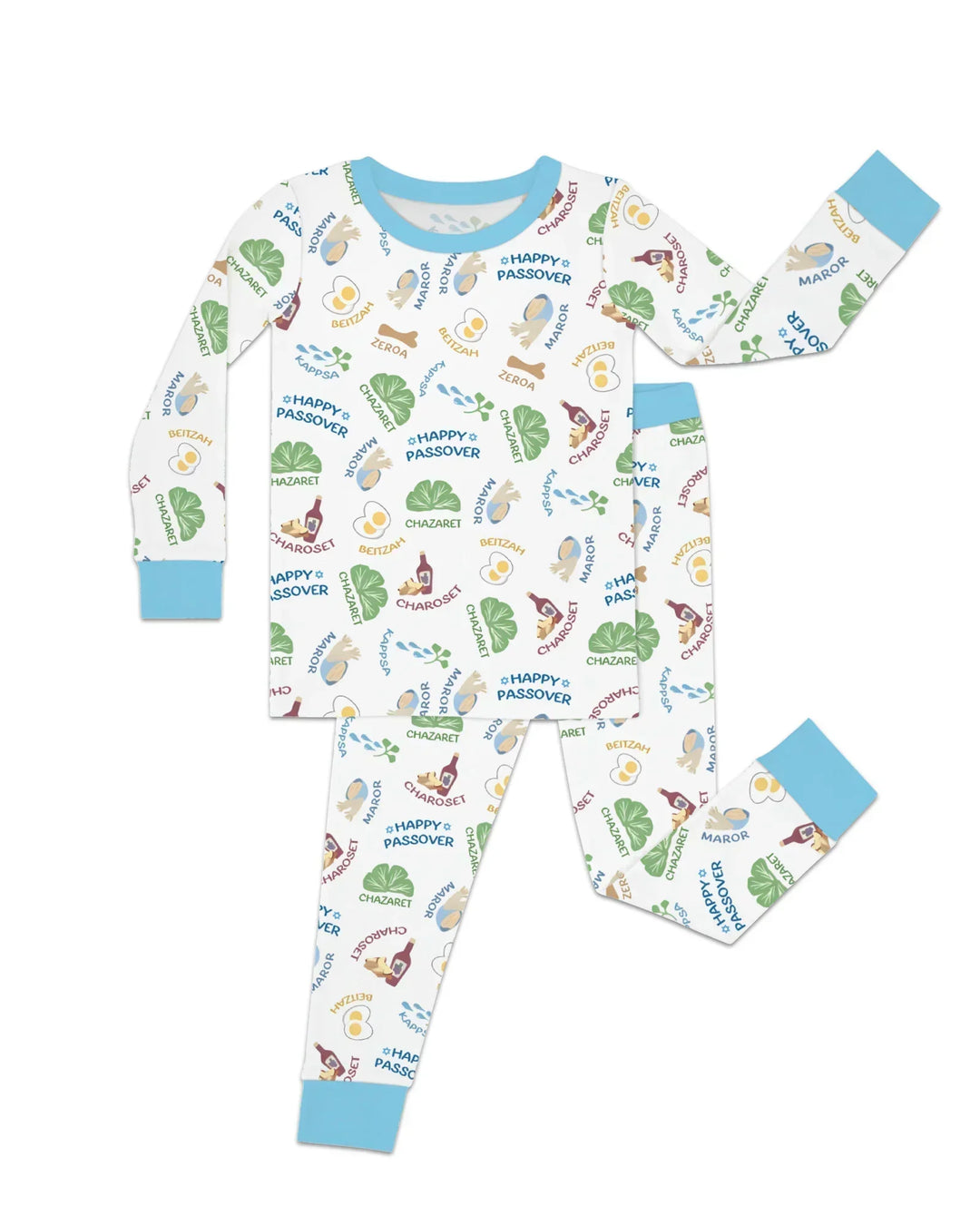 Happy Passover Matching Family Bamboo Two Piece Long Sleeve Pajama Set