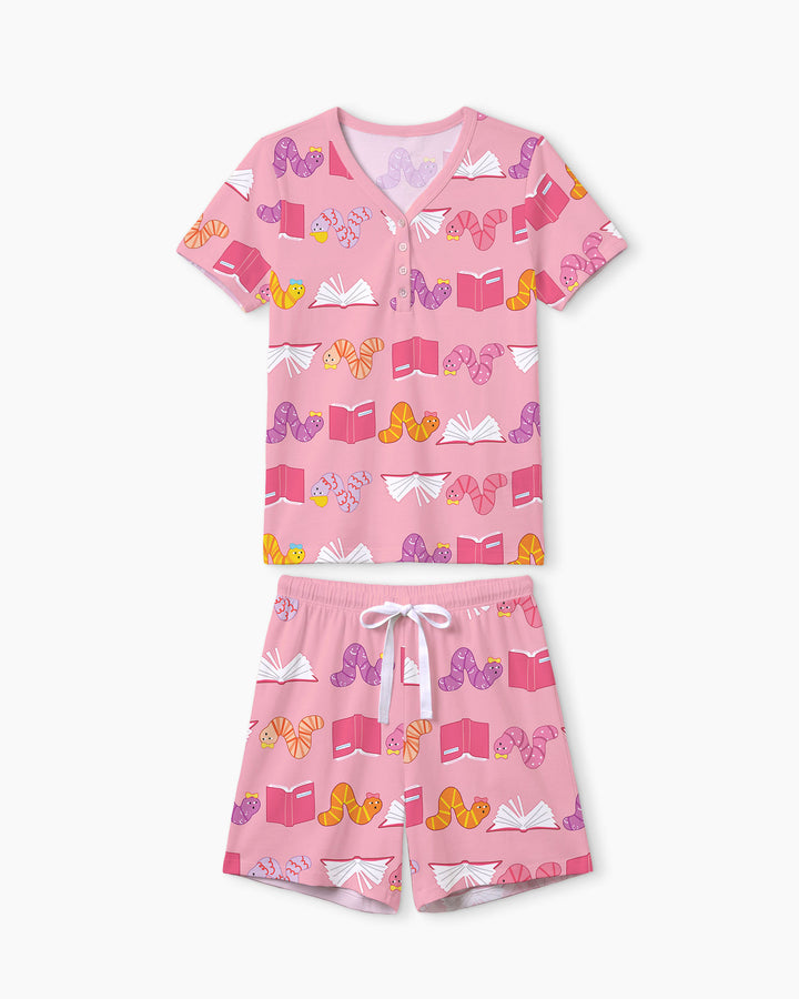 Bookworm Family Matching Bamboo Women Short Sleeve Short Pajama Set