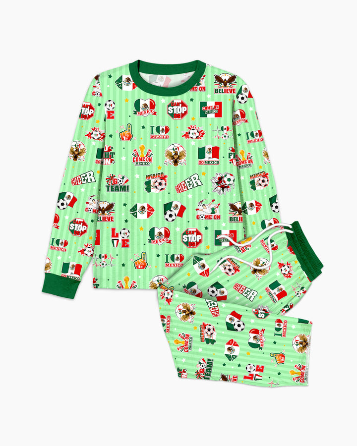 Soccer Game Day Go Team Mexico Family Matching Bamboo Men's Pajama Set