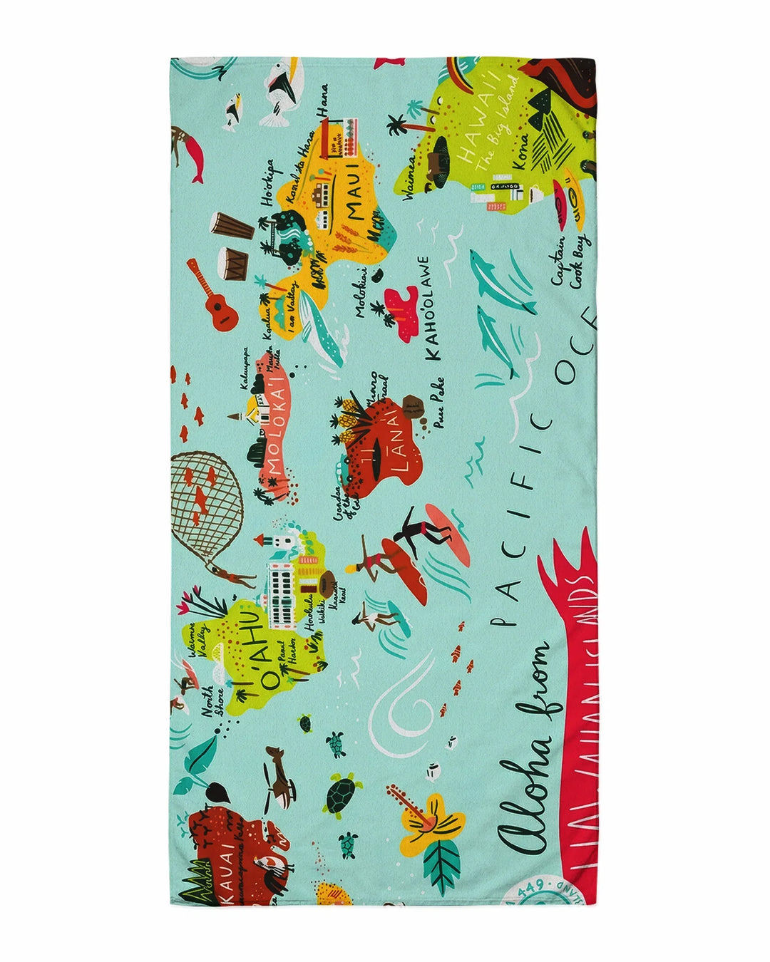 Hawaiian Islands Bamboo Beach Towel