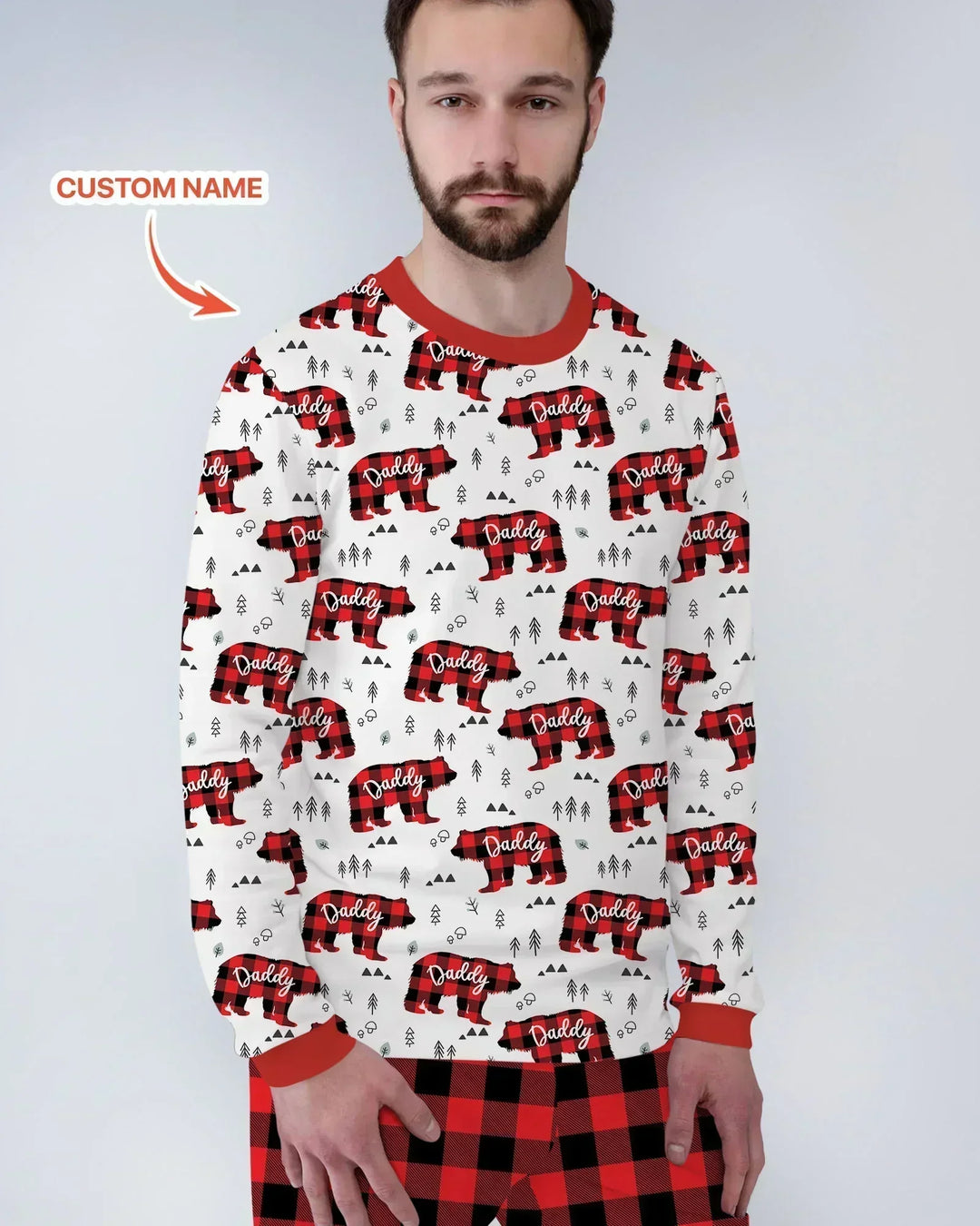 Custom Name Family Bear Matching Bamboo Men's Pajama Set