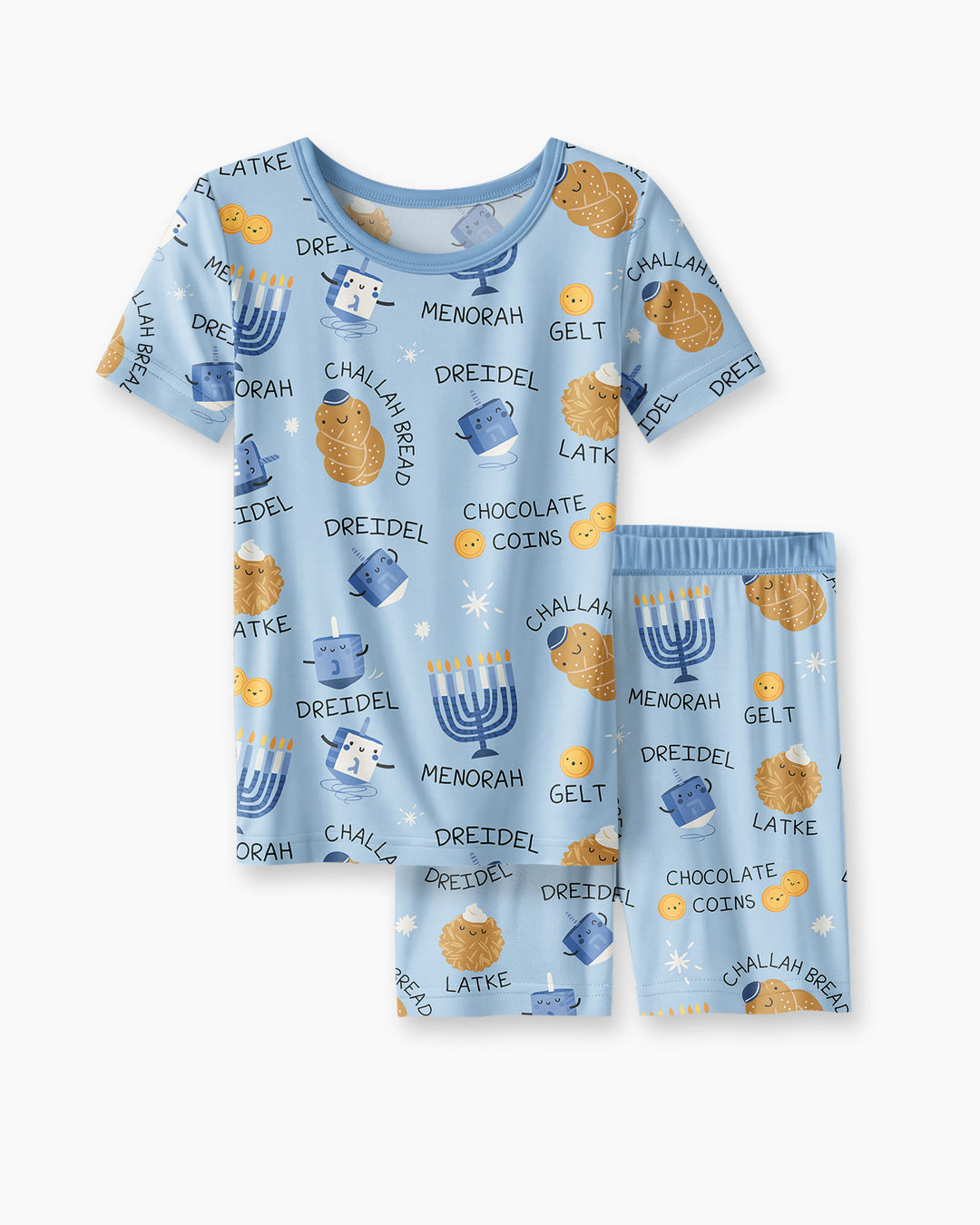 Family Hanukkah Matching Bamboo Two Piece Short Sleeve Shorts Pajama Set