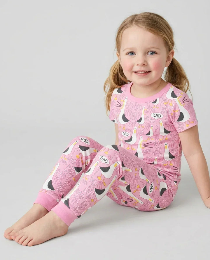 Funny Seagull DAD Bamboo Two Piece Short Sleeve Pajama Set