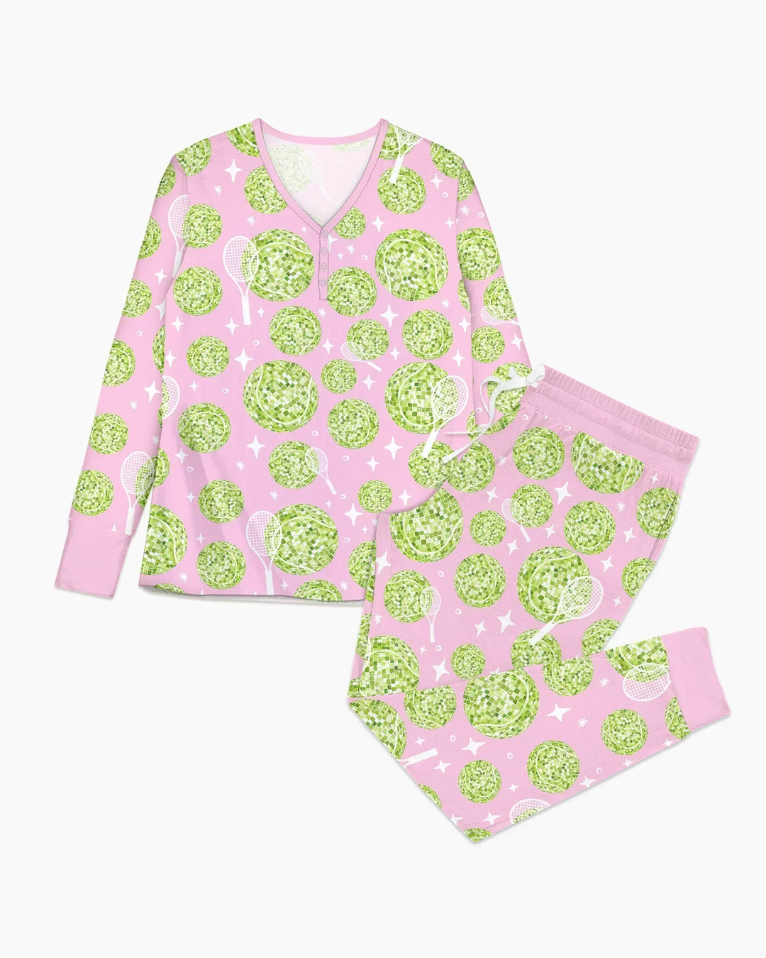 Tennis Disco Girl Party Matching Bamboo Women Pajama Set