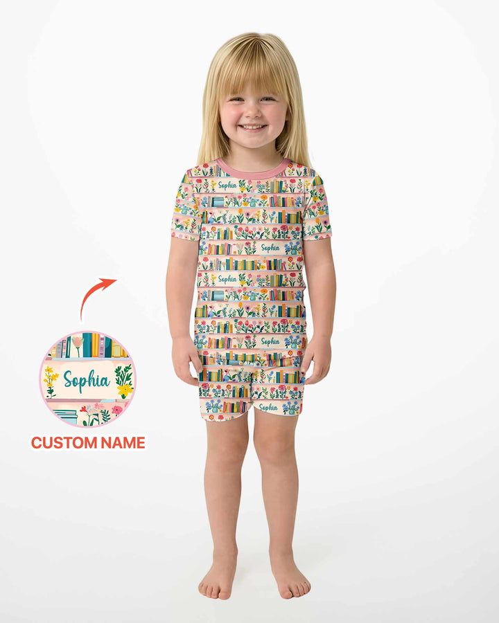Personalized Book Lover Bamboo Two Piece Short Sleeve Shorts Pajama Set