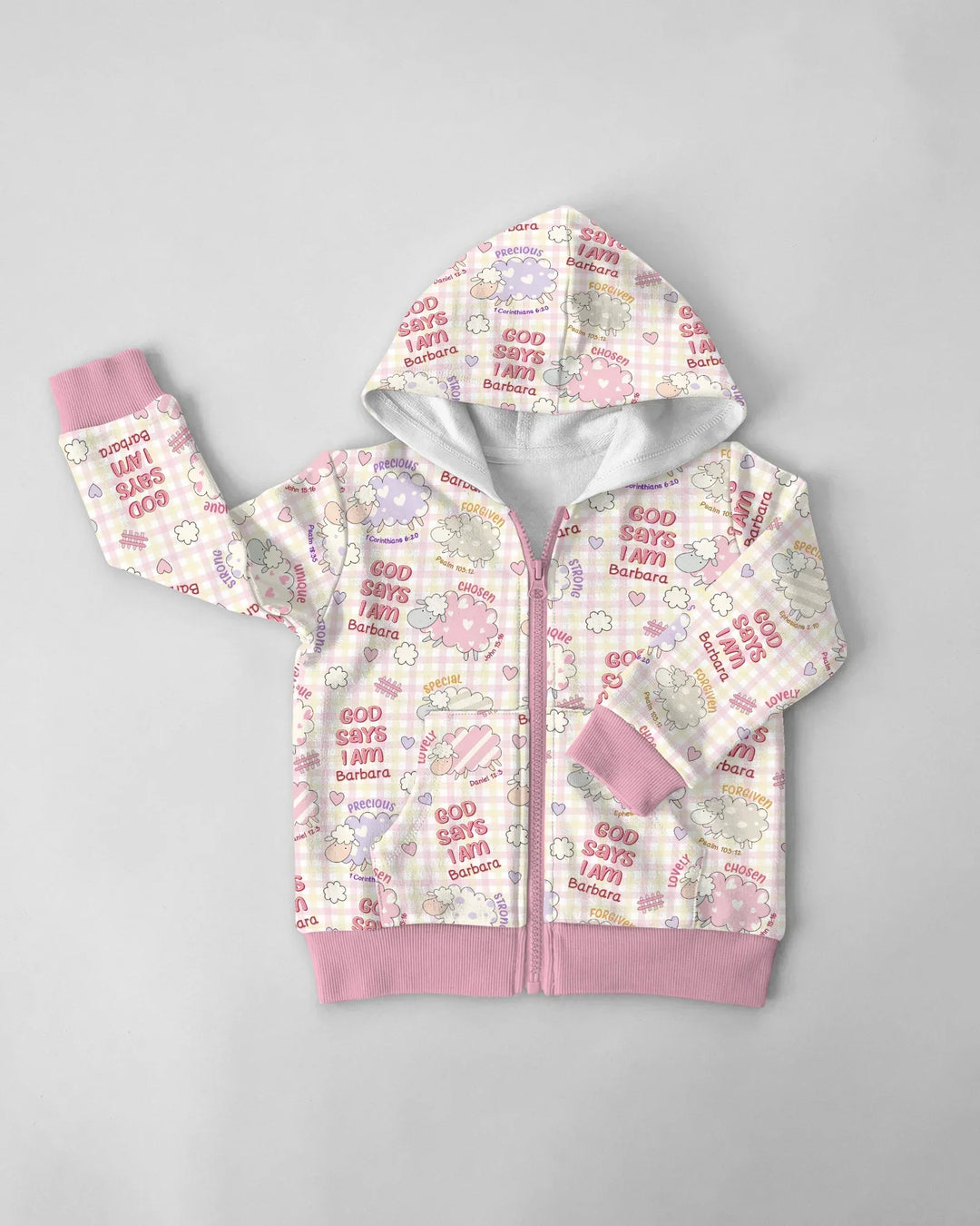 Little Lamb God Says I Am Custom Name Bamboo Zip Hoodie