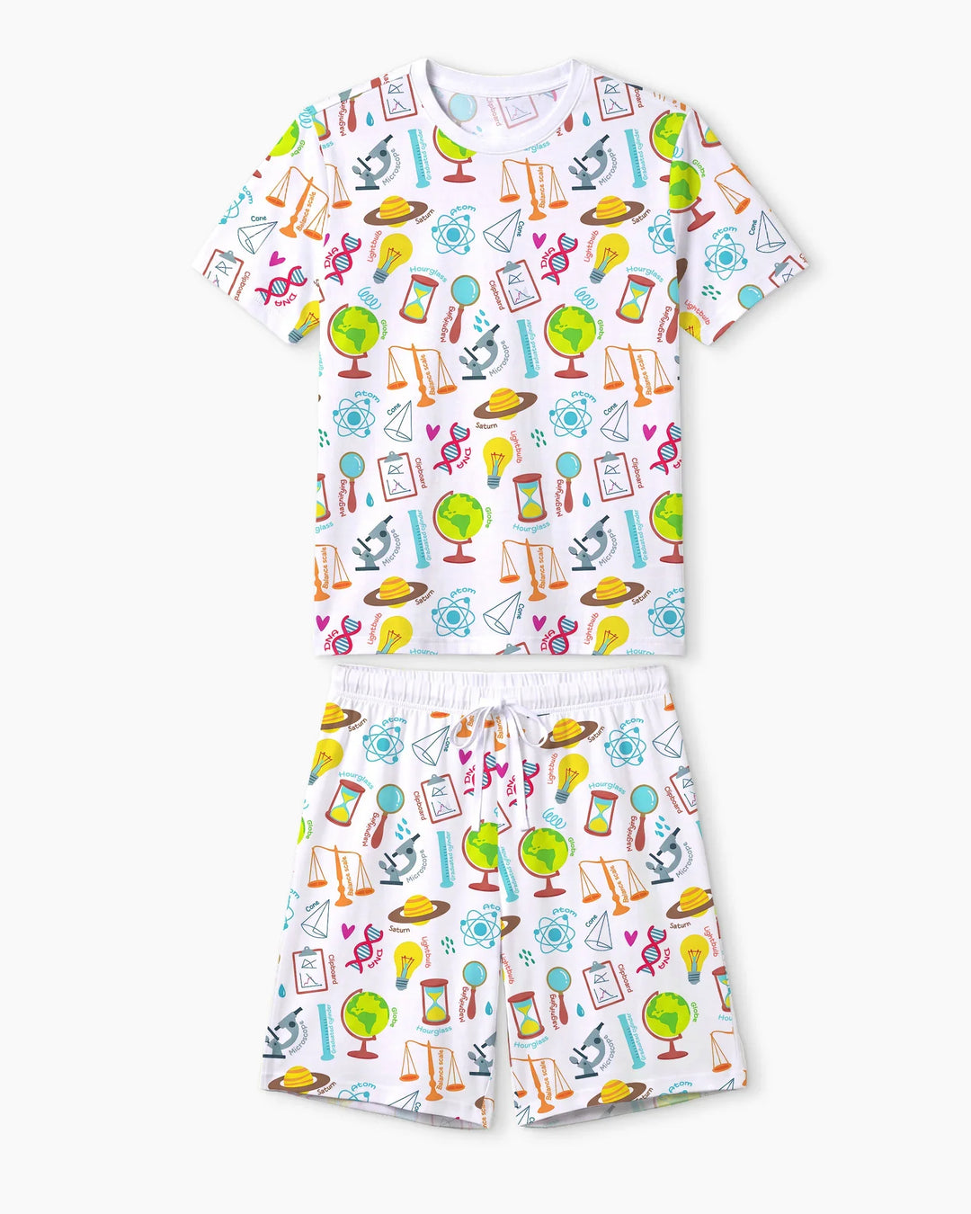Tiny Scientist Explores The World  Bamboo Men Short Sleeve Short Pajama Set