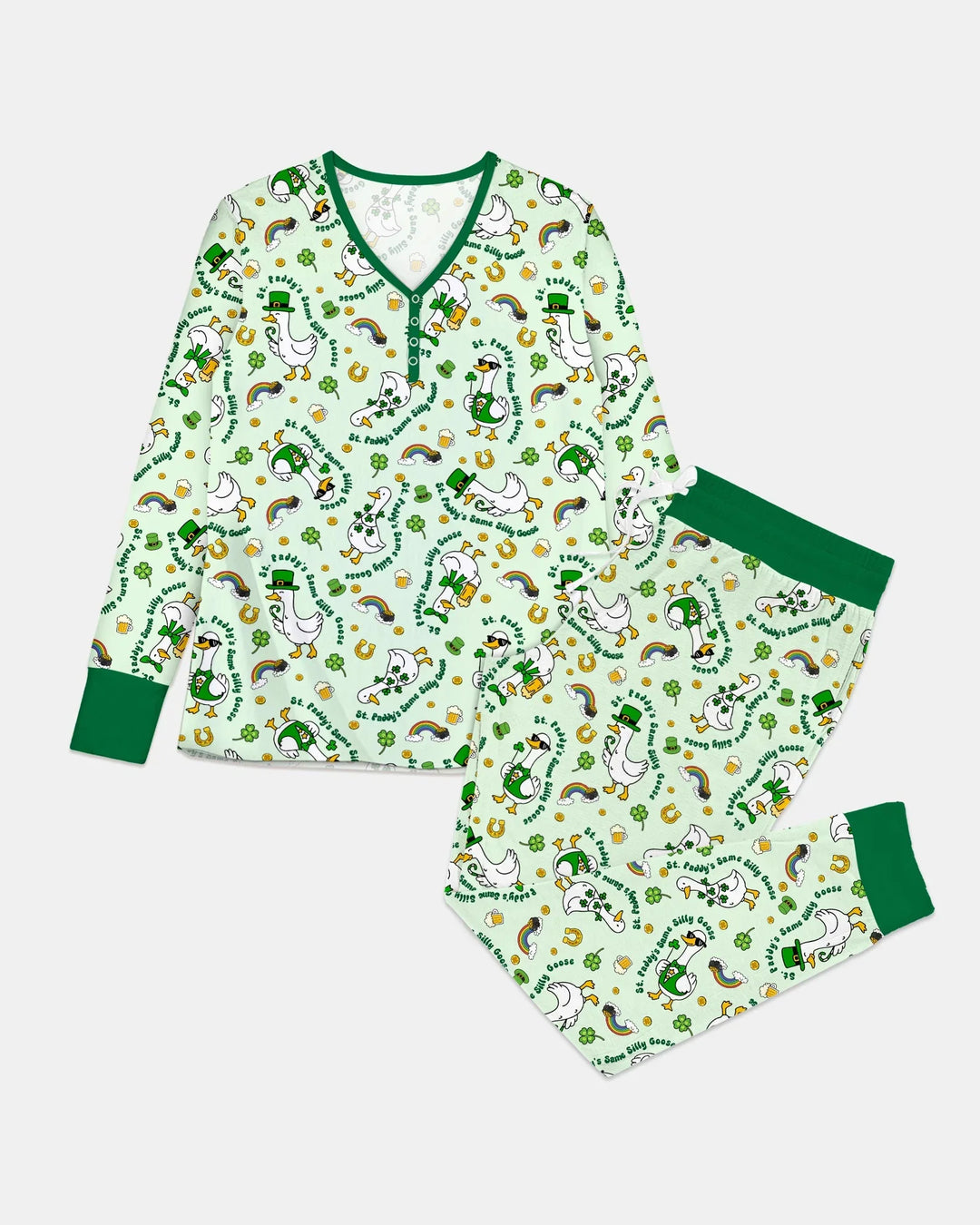 St. Patrick's Day Silly Goose Bamboo Women Pajama Set