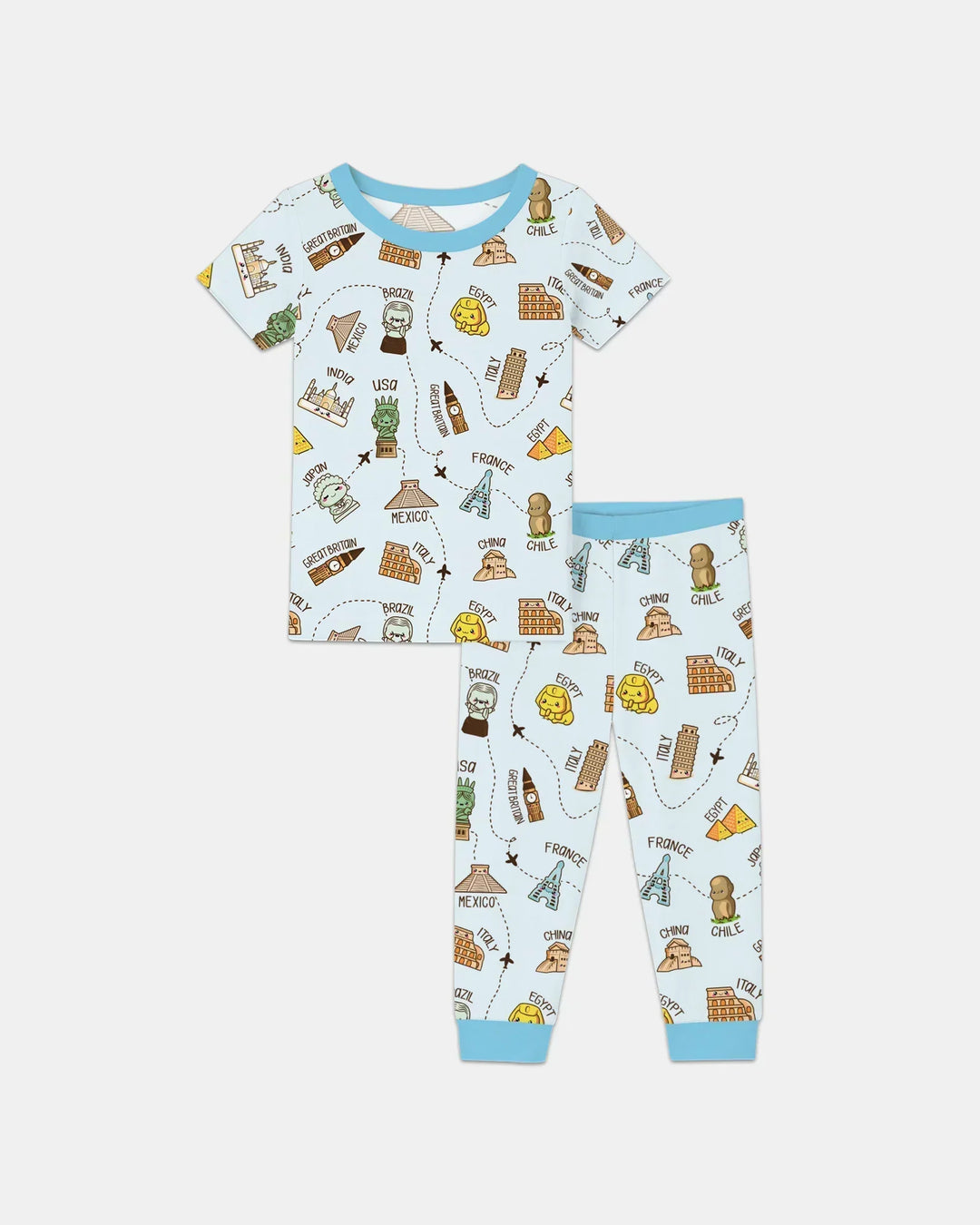 Kawaii World Tour Bamboo Two Piece Short Sleeve Pajama Set