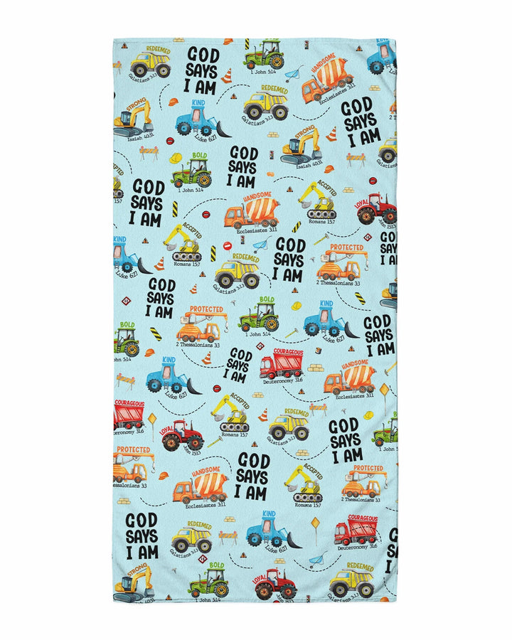 God Says I Am Boy Bamboo Beach Towel