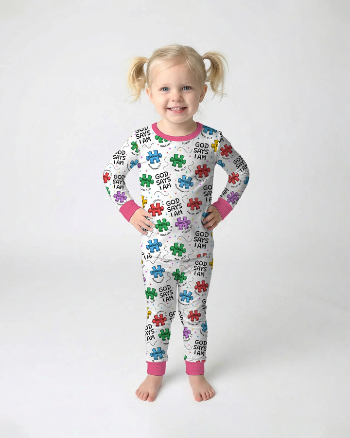 All Pieces Belong Bamboo Two Piece Long Sleeve Pajama Set