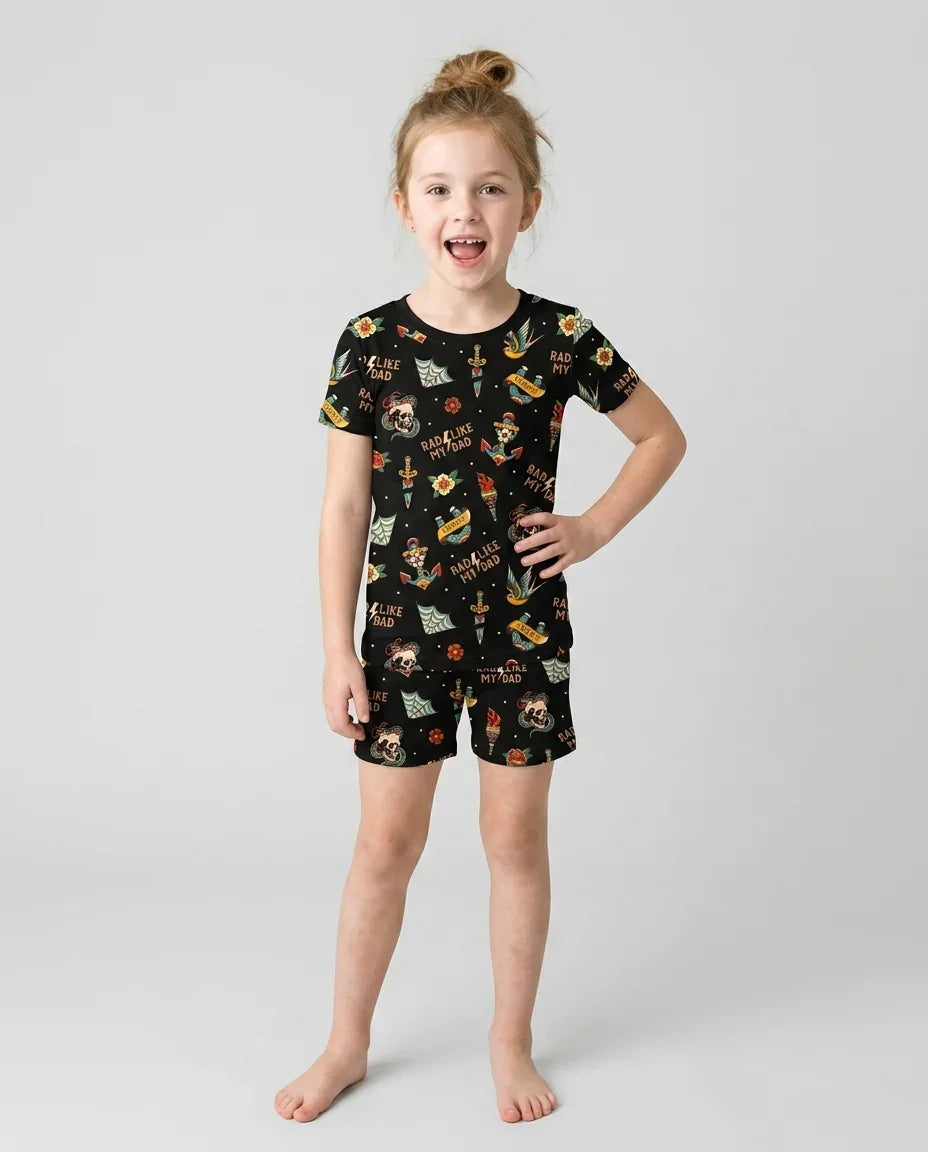 Rad Dad Society Daddy & Me Matching Bamboo Two Piece Short Sleeve Shorts Pajama Set
