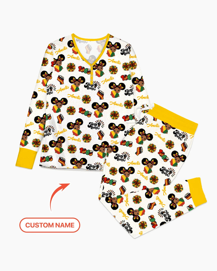 Custom Name Bloom in Freedom Bamboo Women Pajama Set