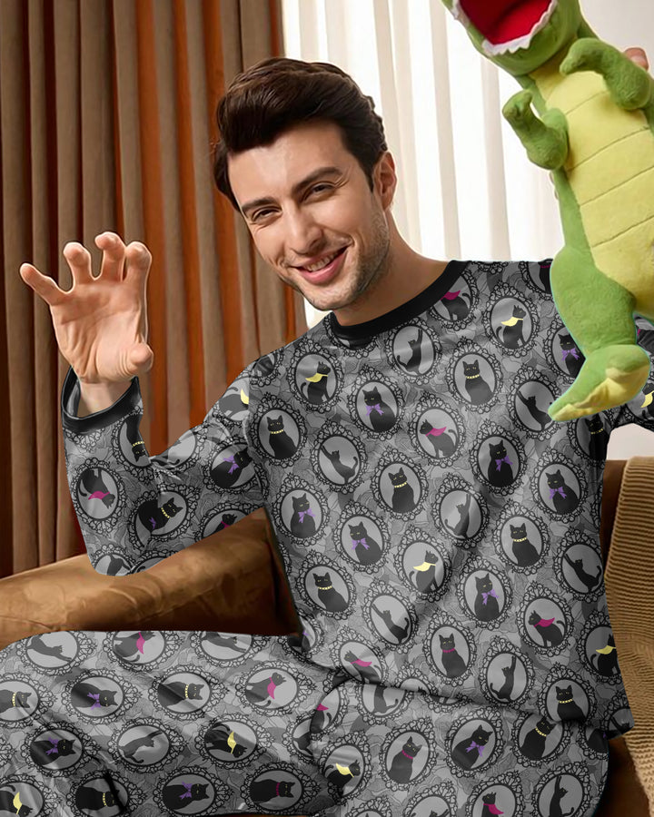 Midnight Cat Parade Bamboo Men's Pajama Set