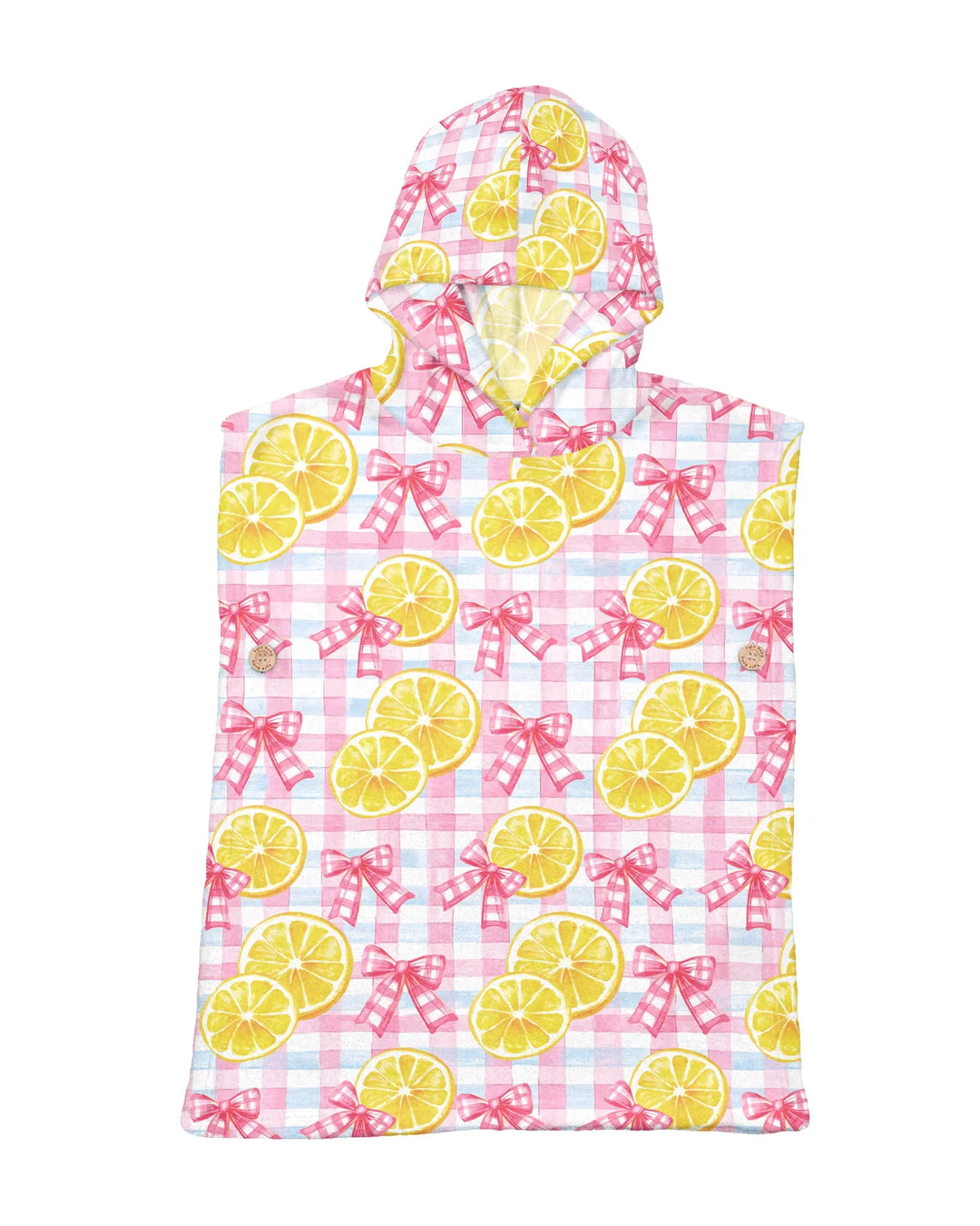 Pink Lemons Bows Checkered Bamboo Swim Poncho