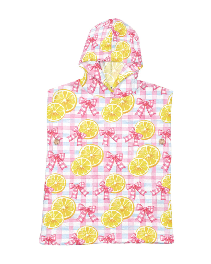 Pink Lemons Bows Checkered Bamboo Swim Poncho