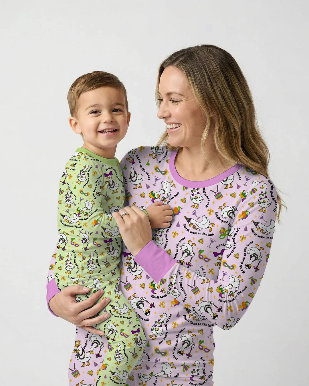 Mardi Gras Silly Goose Bamboo Women Pajama Set