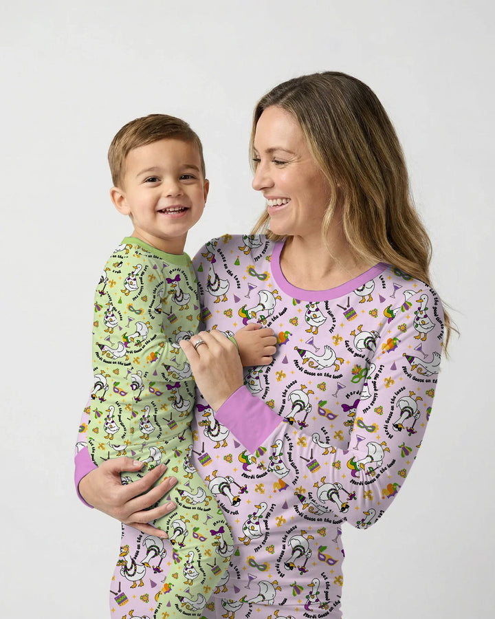 Mardi Gras Silly Goose Bamboo Women Pajama Set