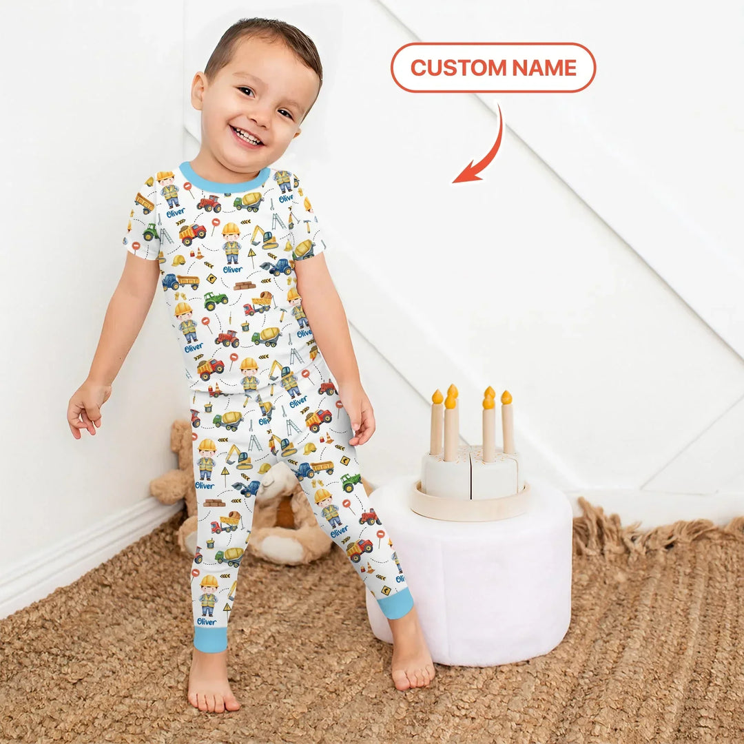 Custom Character Little Digger Adventures Bamboo Two Piece Short Sleeve Pajama Set