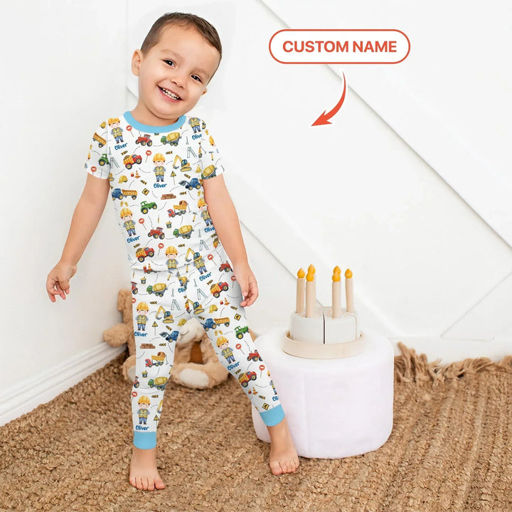 Custom Character Little Digger Adventures Bamboo Two Piece Short Sleeve Pajama Set