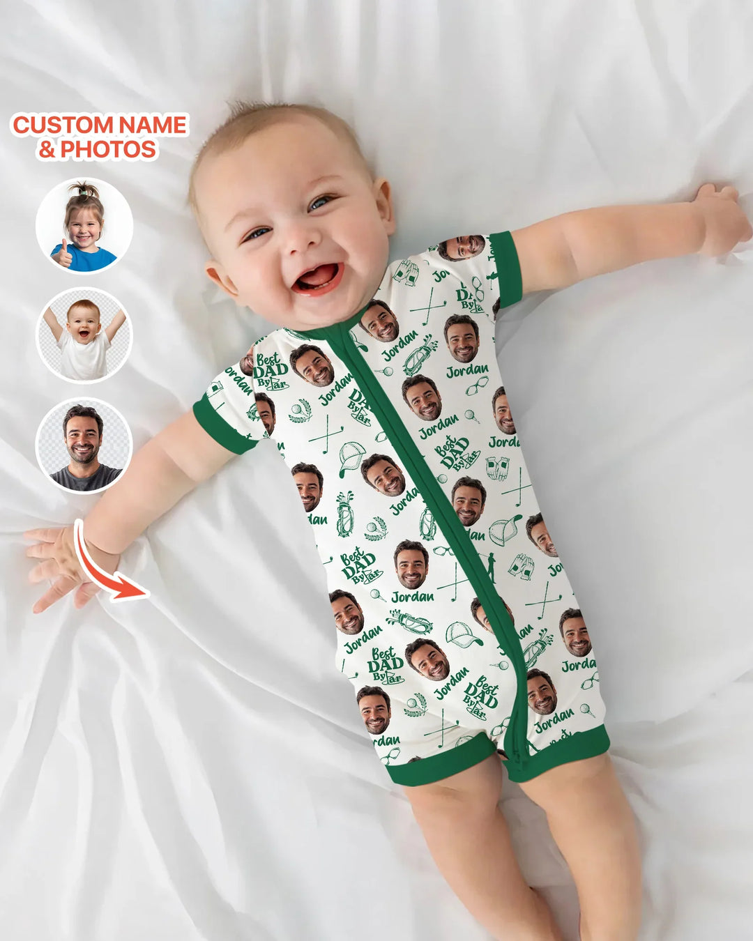 Custom Photo Best Dad By Par Bamboo Shorty Zippy