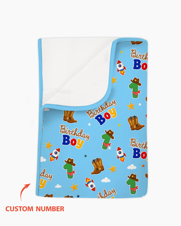 Custom Birthday Western Boy Bamboo Blanket