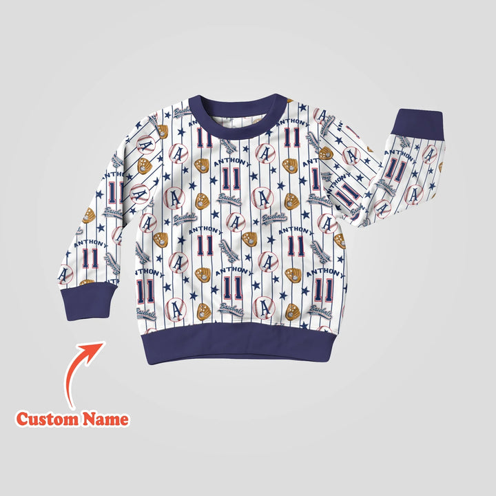 Custom Name Baseball Time Bamboo Crewneck Sweatshirt