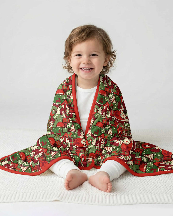 Christmas Time Mosaic Bamboo Blanket
