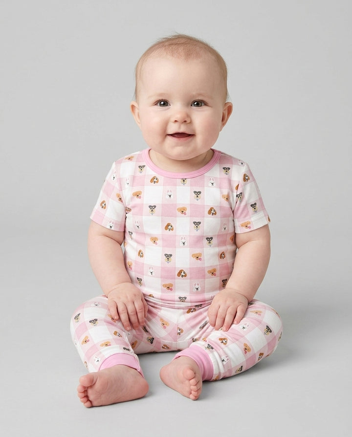 Plaid Pals Family Matching Bamboo Two Piece Short Sleeve Pajama Set