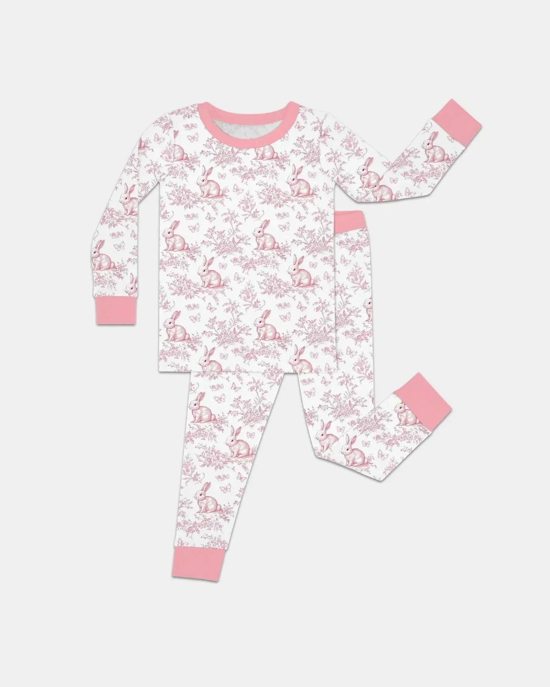 Easter Chinoiserie Toile de Jouy Bamboo Two Piece Long Sleeve Pajama Set