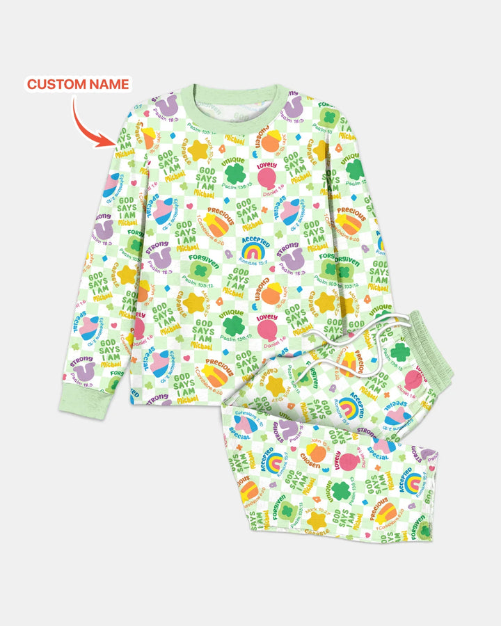 God Says I Am St. Patrick’s Day Custom Name Family Matching Bamboo Men's Pajama Set