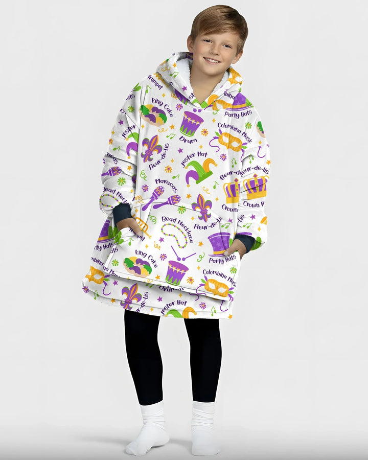 Mardi Gras Family Matching Bamboo Blanket Hoodie