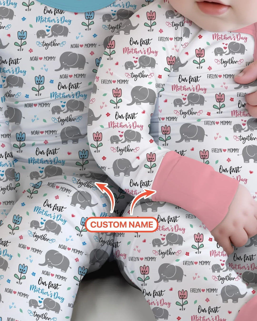 Custom Name Elephant Our First Mother's Day Bamboo Convertible Zippy