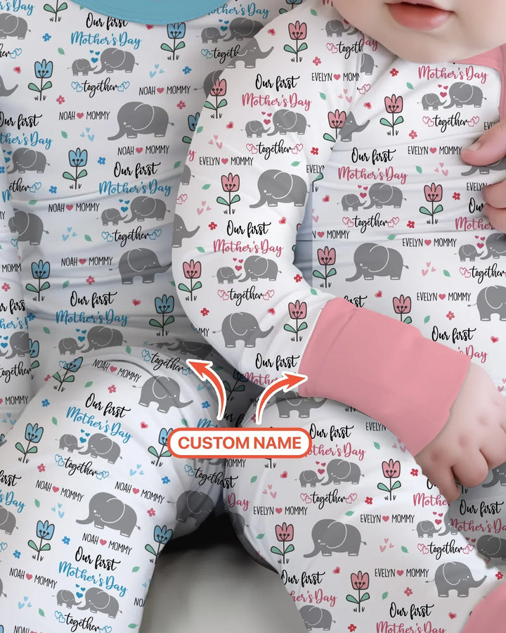 Custom Name Elephant Our First Mother's Day Bamboo Convertible Zippy