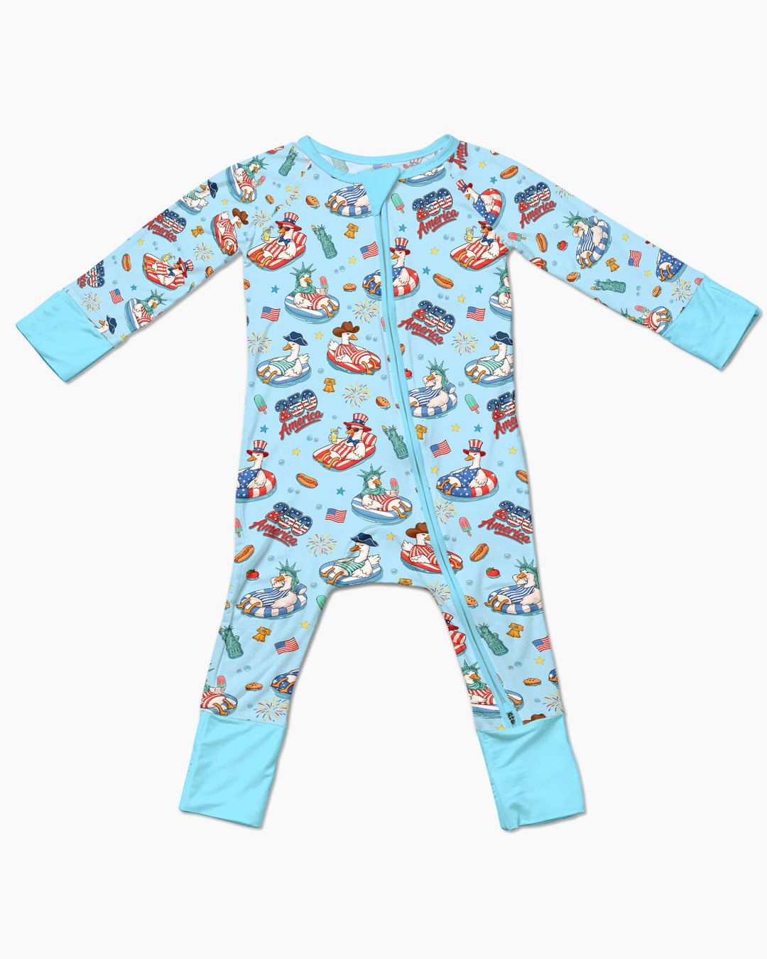 250 America Patriotic Goose Family Matching Bamboo Convertible Zippy
